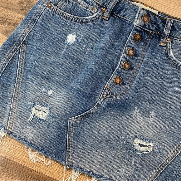 Free People Distressed Denim Skirt - Picture 5 of 5